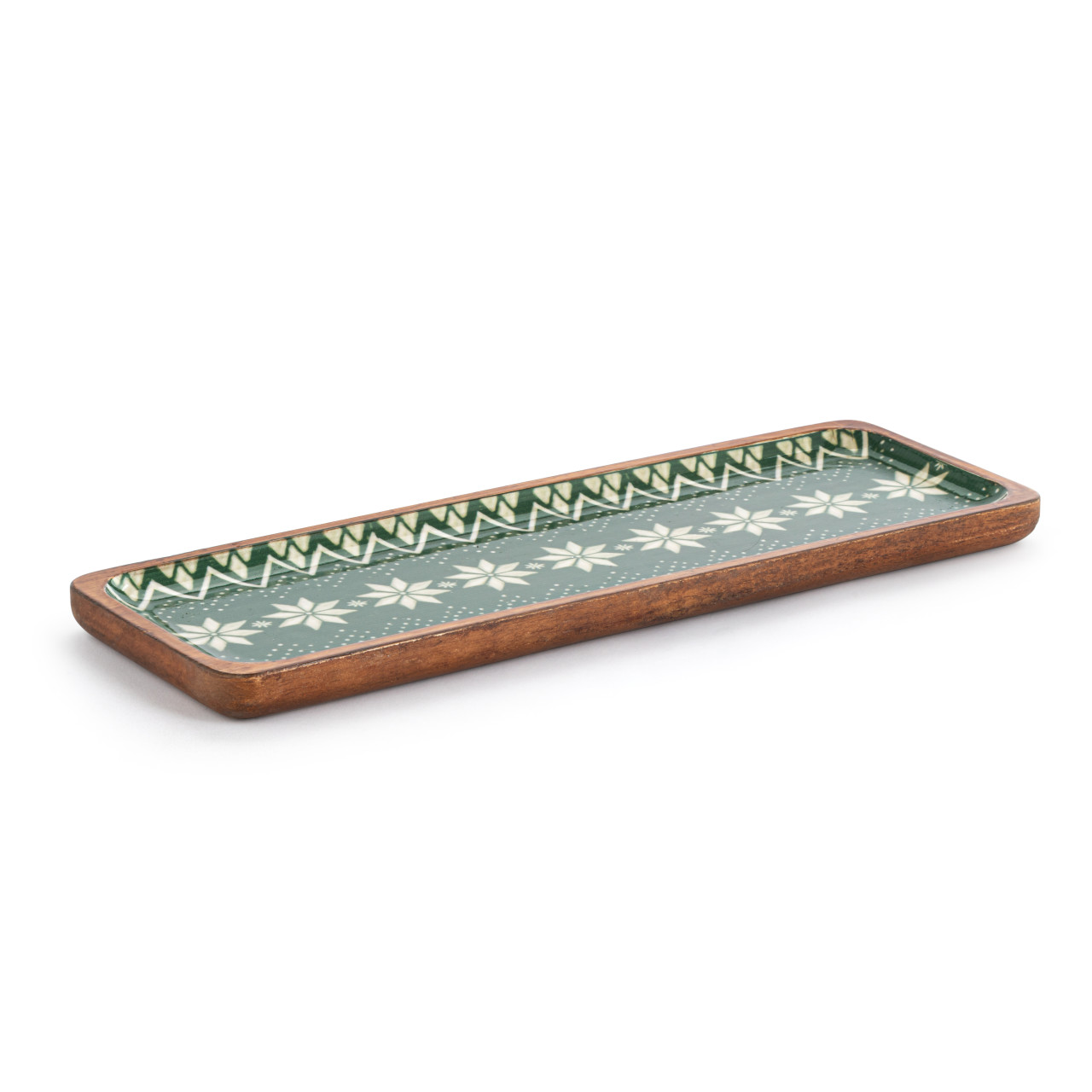 Green Scandi Knit Wood Enamel Tray thumbnail