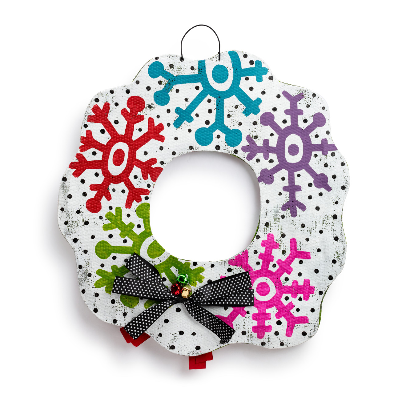 Screenings Multicolored Reversible Snowflake Wreath Door Hanger 26" x 26" thumbnail
