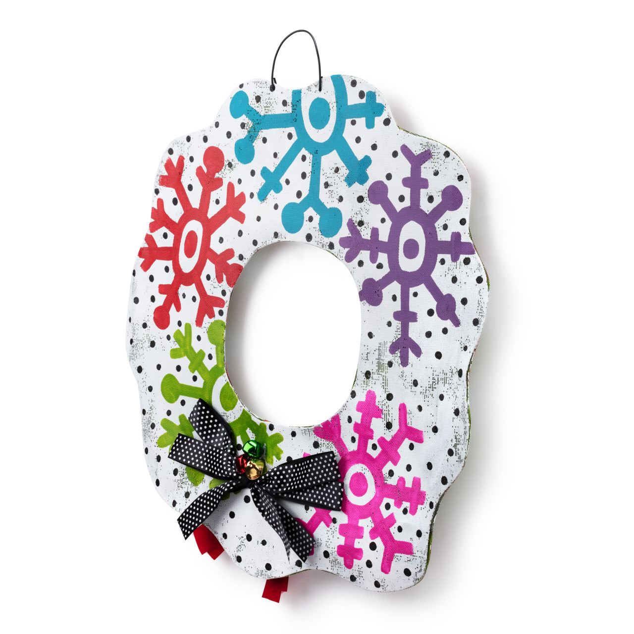 Screenings Multicolored Reversible Snowflake Wreath Door Hanger 26" x 26" thumbnail