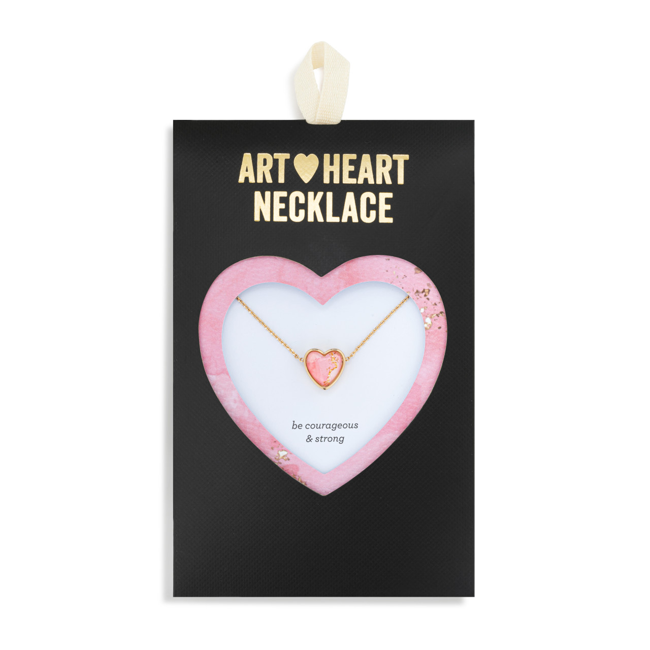 Art Heart Necklace - Be Courageous & Strong thumbnail