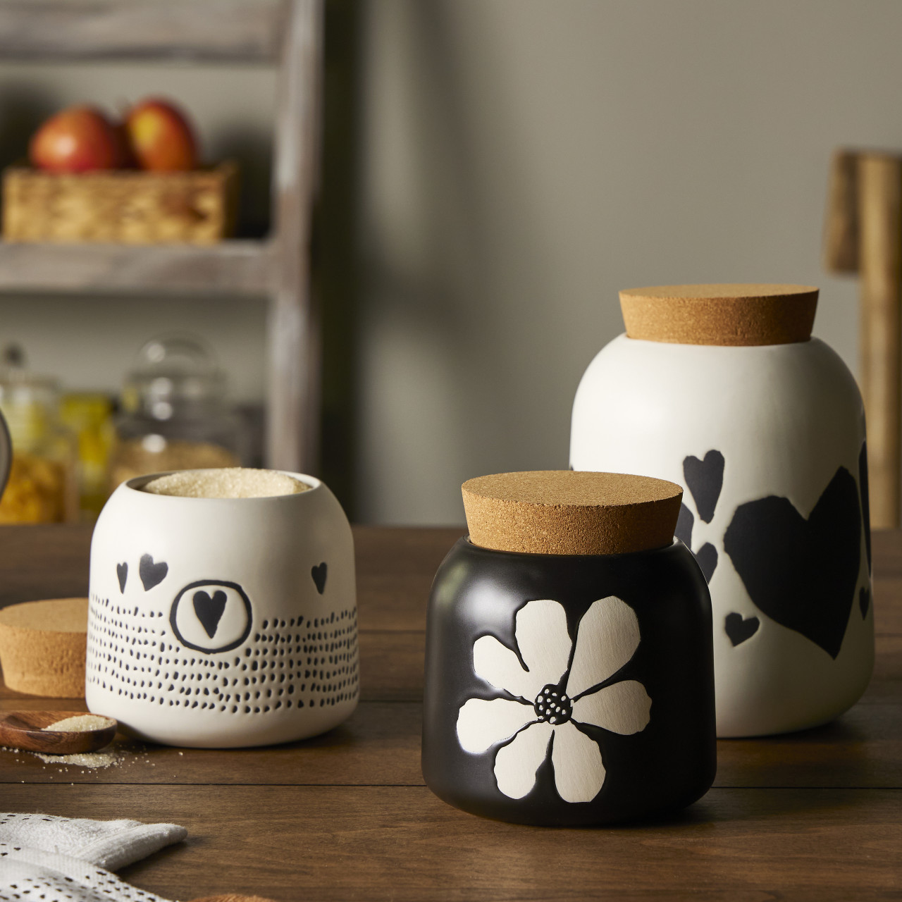 Hearts Small Ceramic Cork Lid Canister thumbnail