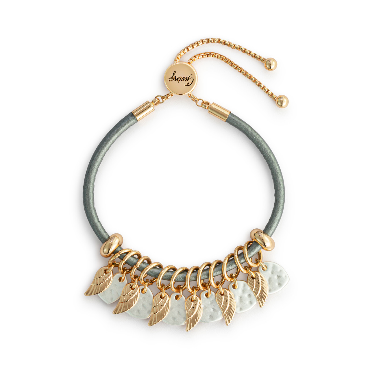 Charm Bracelet - Gunmetal Heart and Wing thumbnail