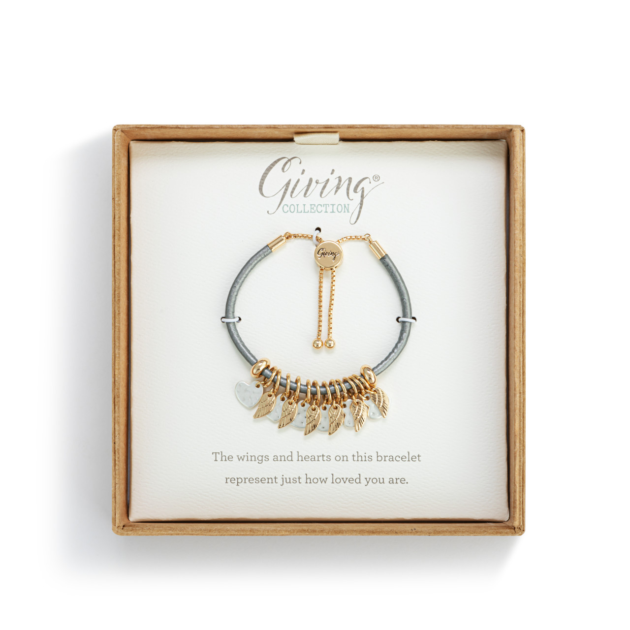 Charm Bracelet - Gunmetal Heart and Wing thumbnail