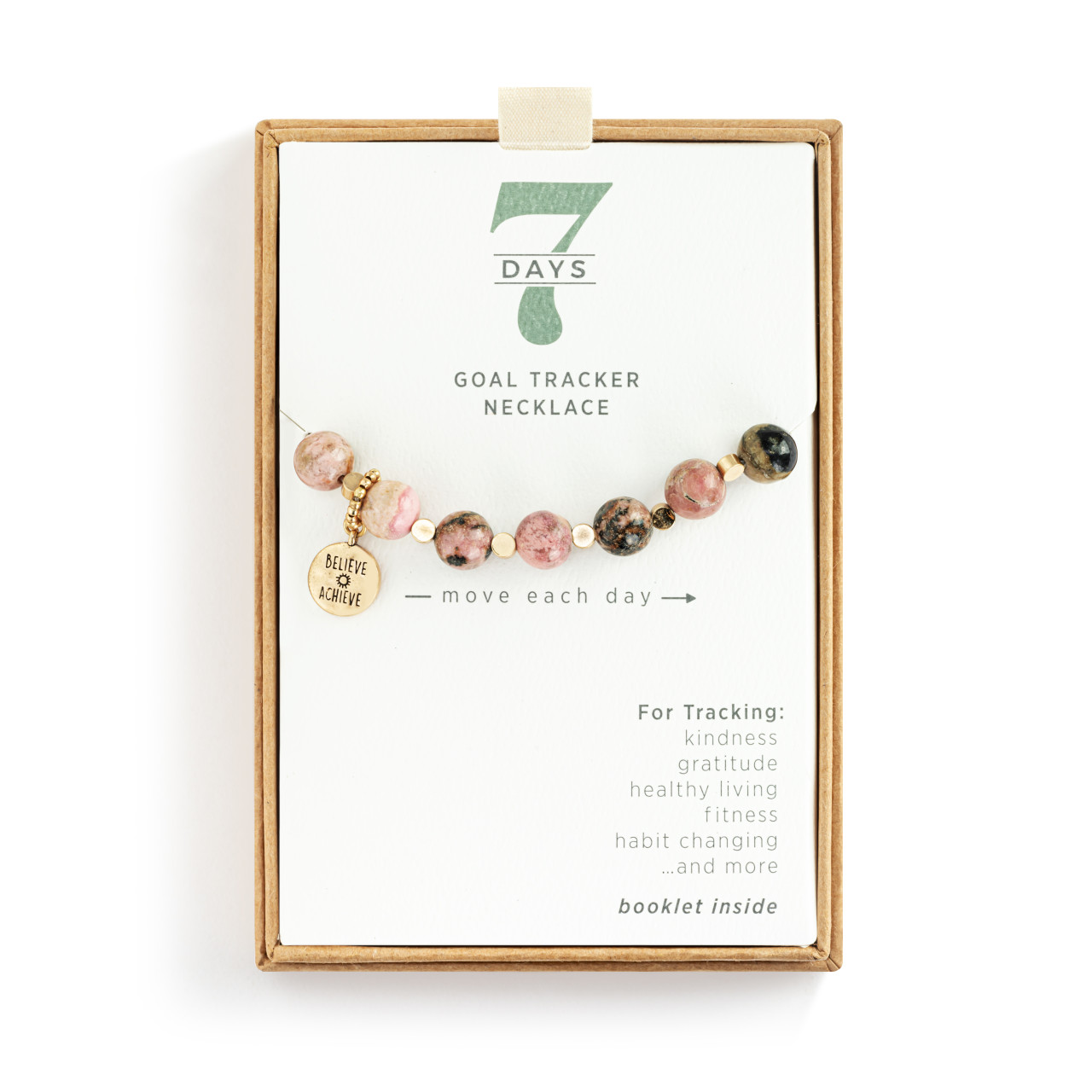 7 Days Tracker Necklace - Pink and Gold thumbnail