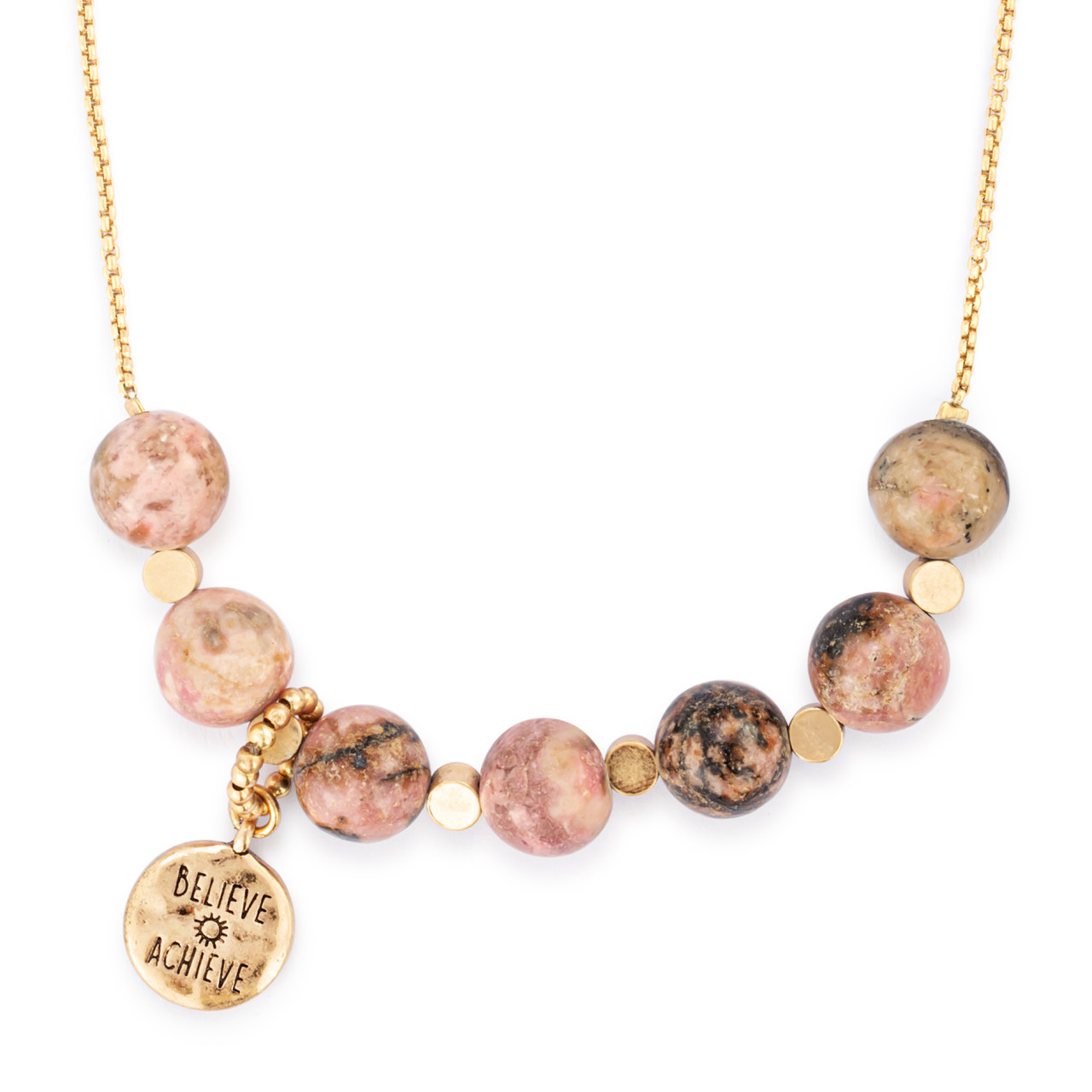 7 Days Tracker Necklace - Pink and Gold thumbnail