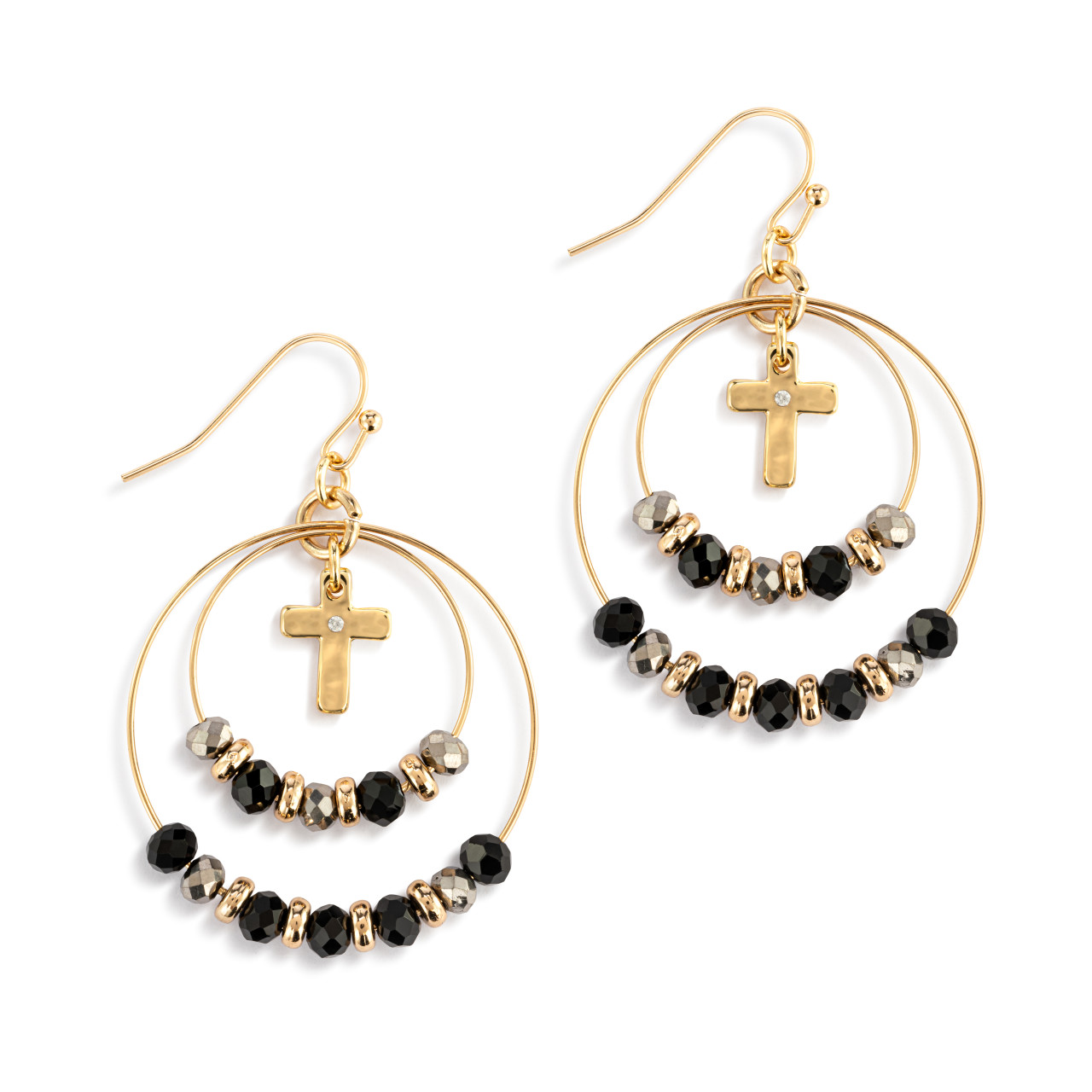 Beaded Prayer Earrings - Black thumbnail