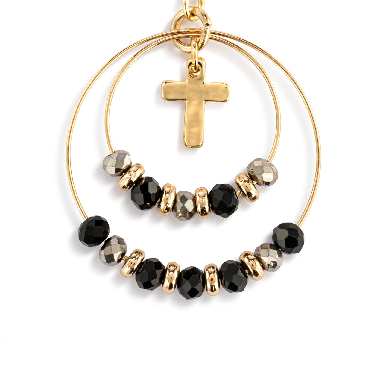 Beaded Prayer Earrings - Black thumbnail