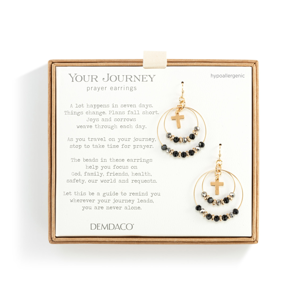 Beaded Prayer Earrings - Black thumbnail