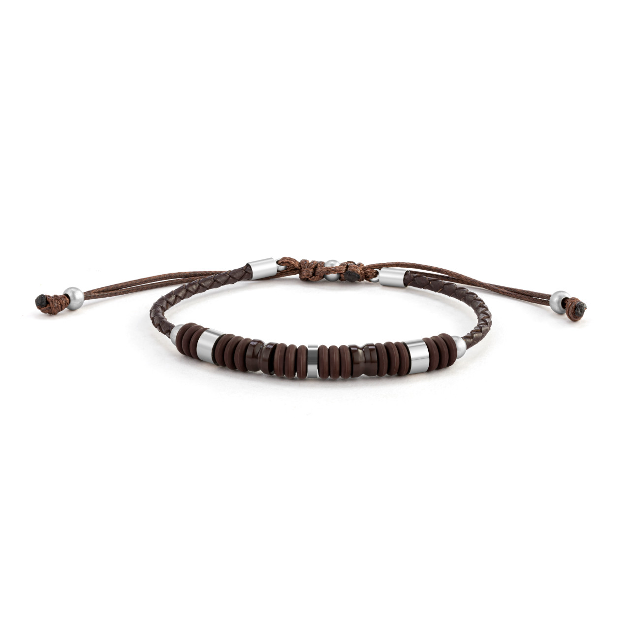 Men's Leather Cord Bracelet - Brown thumbnail