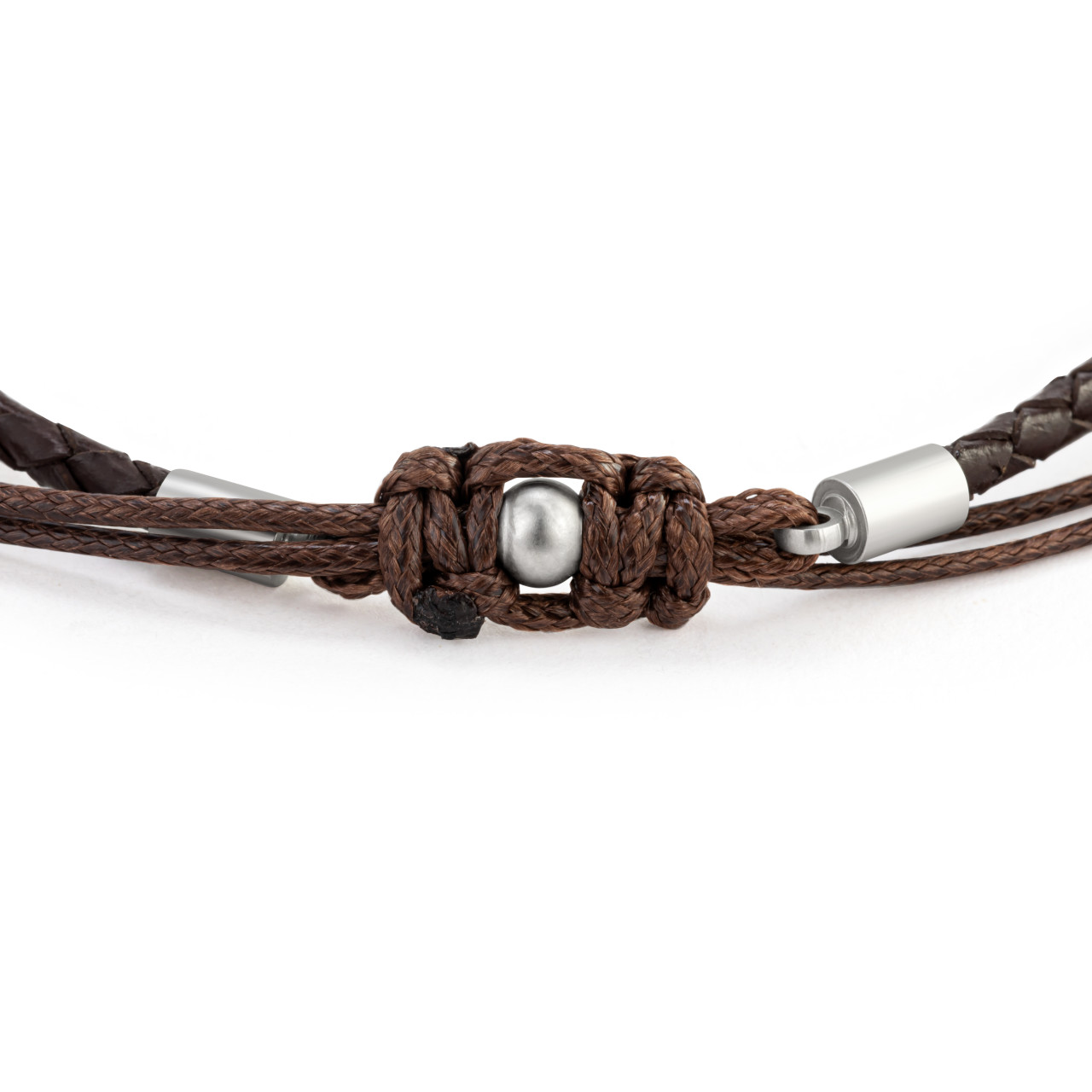 Men's Leather Cord Bracelet - Brown thumbnail