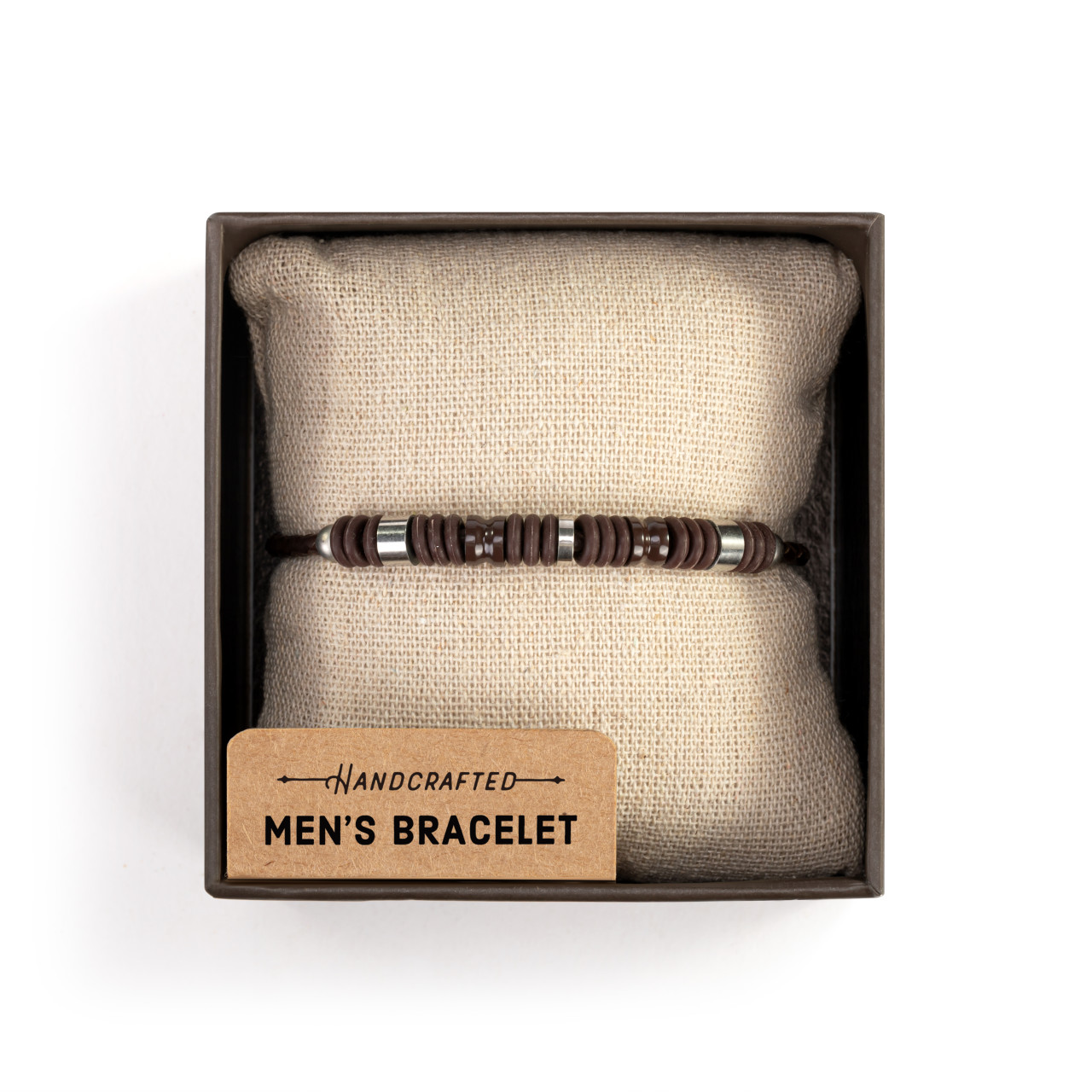 Men's Leather Cord Bracelet - Brown thumbnail