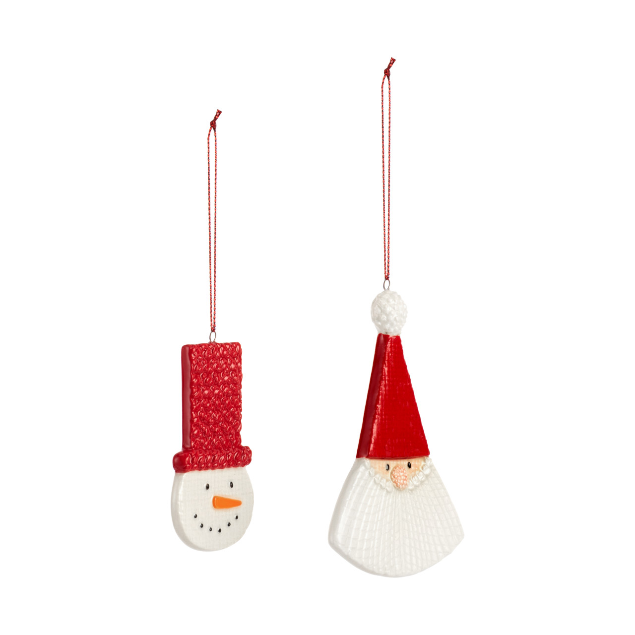 Ceramic Gnome and Snowman Ornaments - 2 Assorted thumbnail