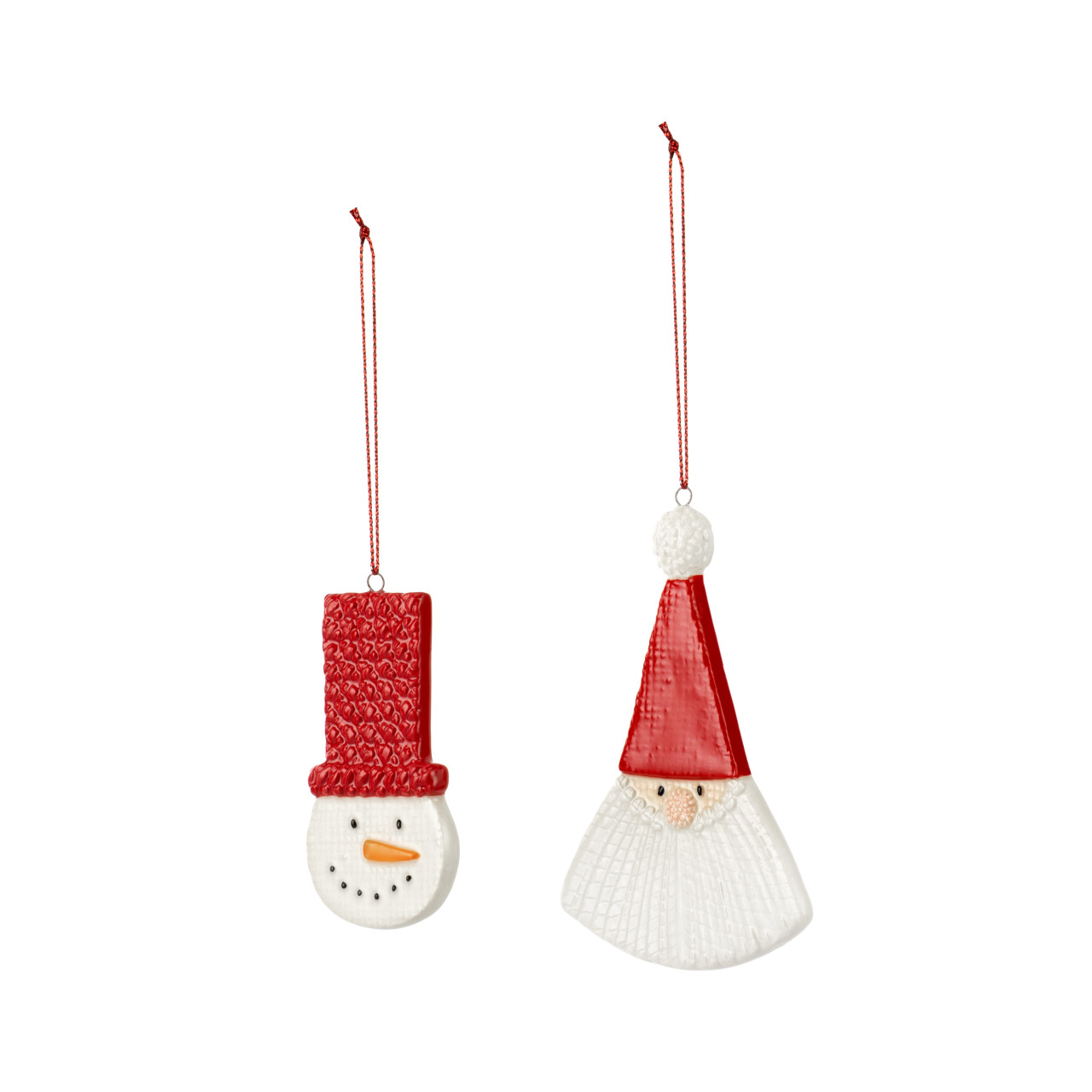 Ceramic Gnome and Snowman Ornaments - 2 Assorted thumbnail