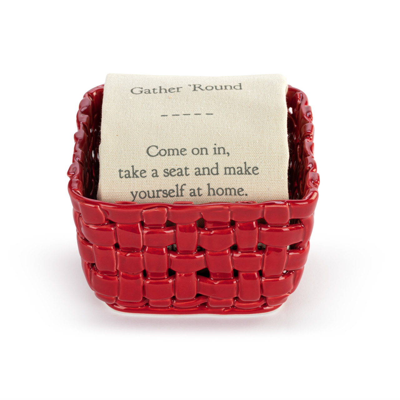 Red Ceramic Berry Dish with Towel thumbnail