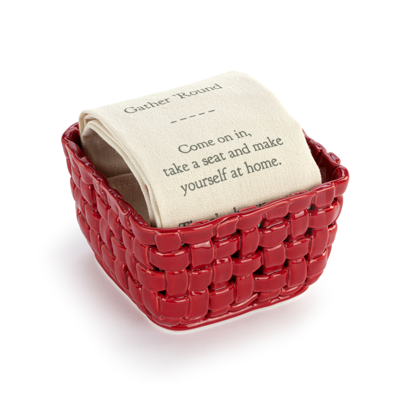 Red Ceramic Berry Dish with Towel thumbnail