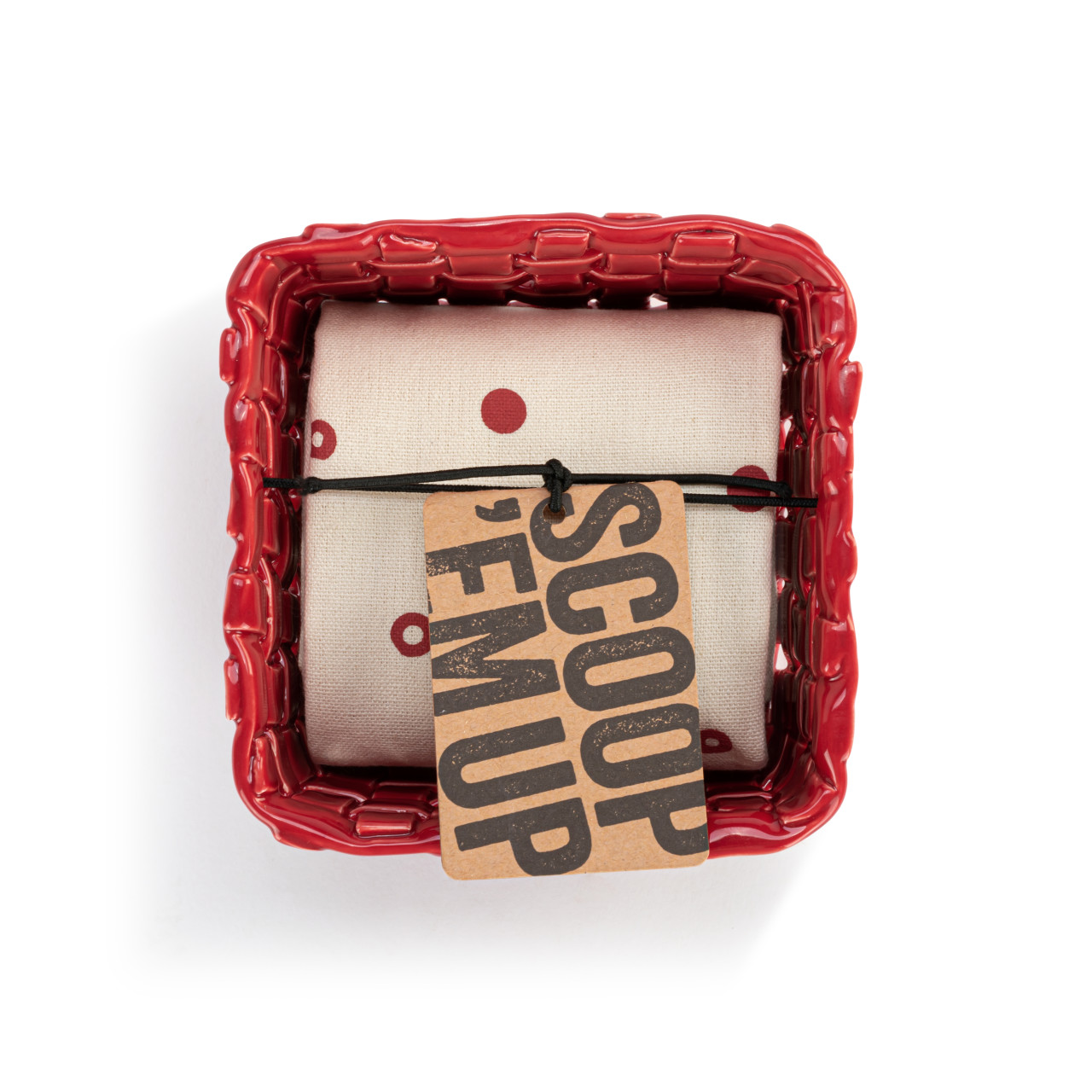 Red Ceramic Berry Dish with Towel thumbnail