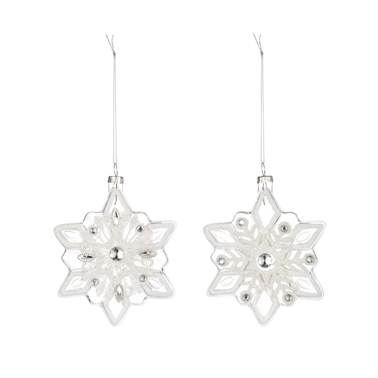Glass Beaded Snowflake Ornaments - 2 Assorted thumbnail
