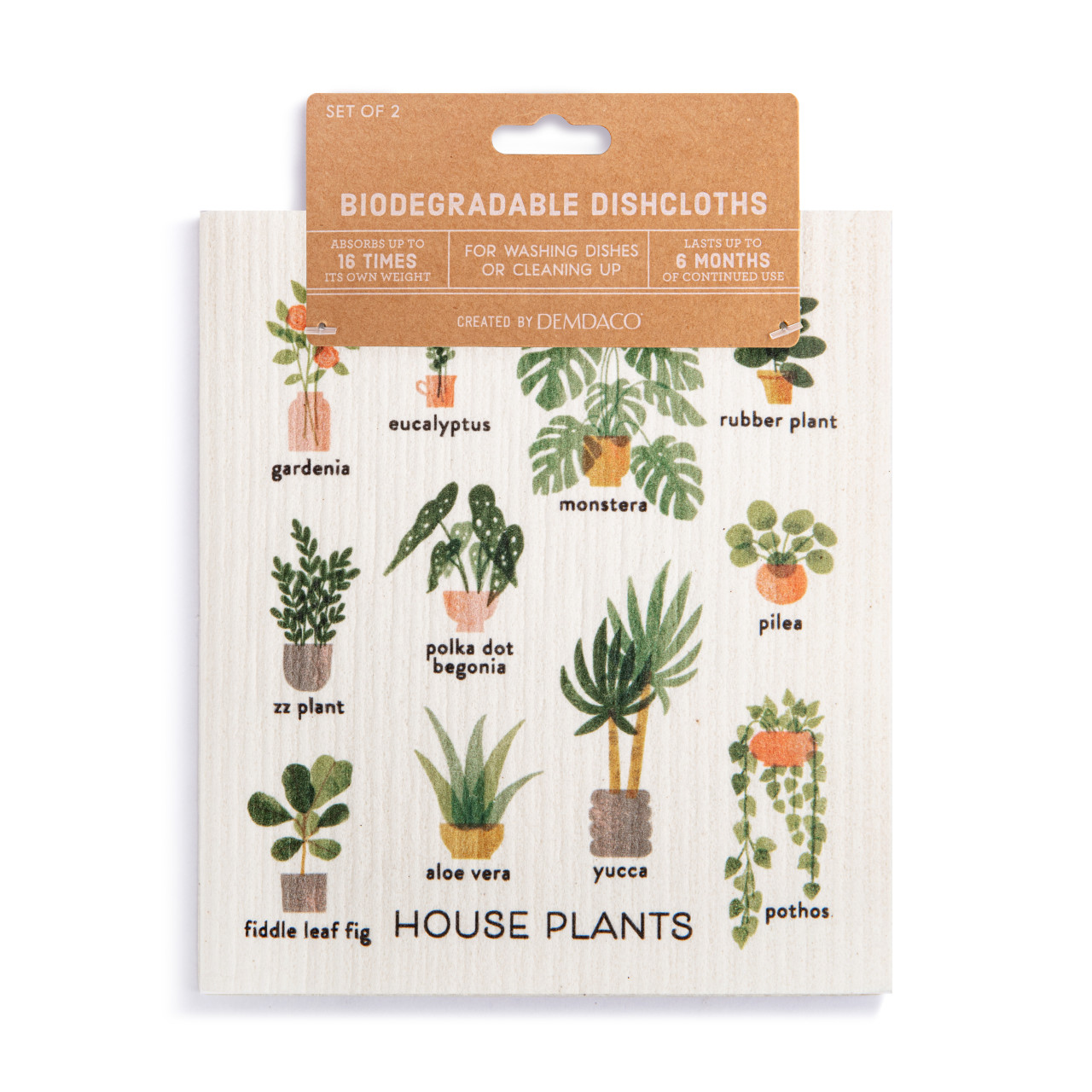 Biodegradable Dish Cloths Set of 2 - House Plants thumbnail