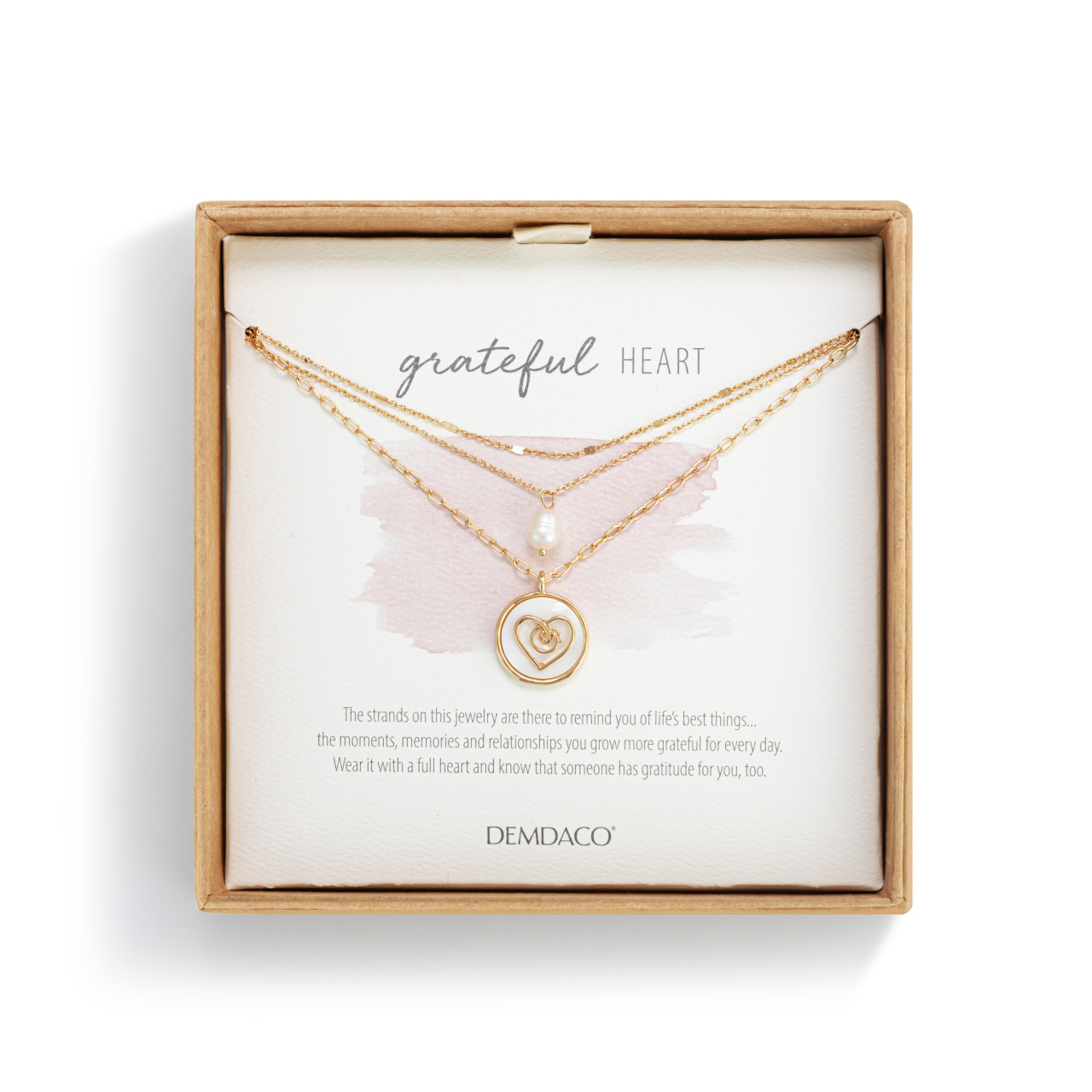 Grateful Heart Mother of Pearl Necklace - Gold thumbnail