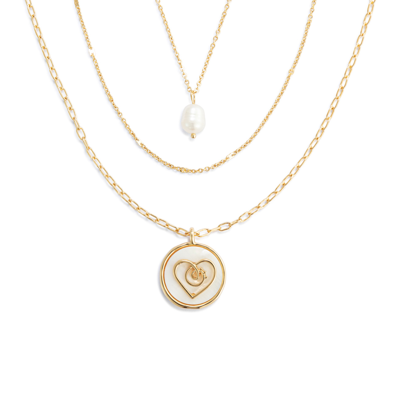 Grateful Heart Mother of Pearl Necklace - Gold thumbnail