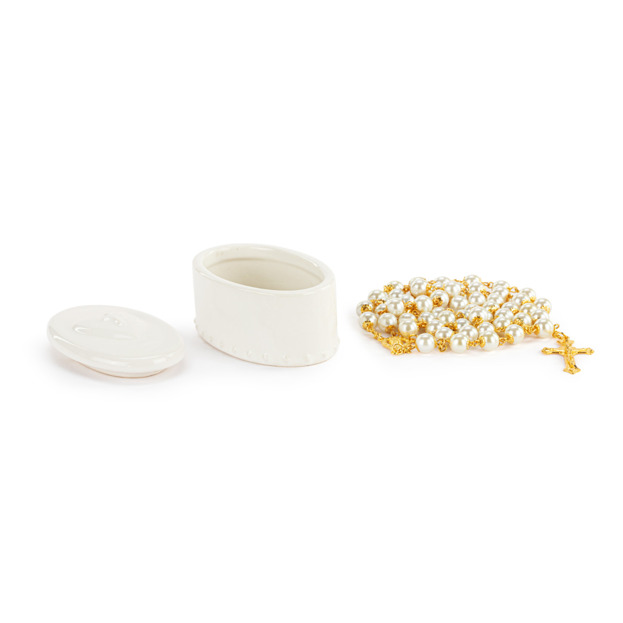 Trinket Box & Rosary - Heart and Cross thumbnail