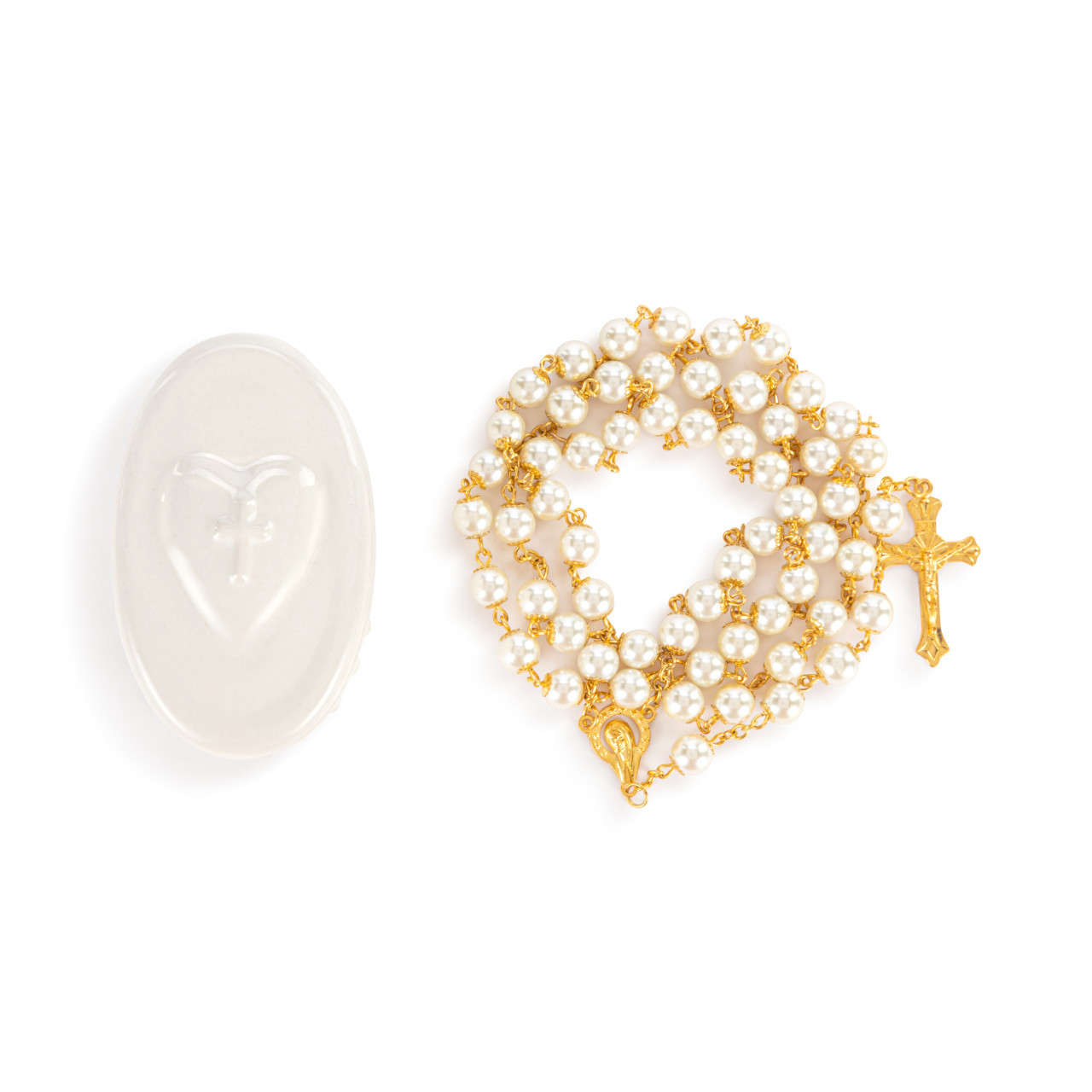 Trinket Box & Rosary - Heart and Cross thumbnail