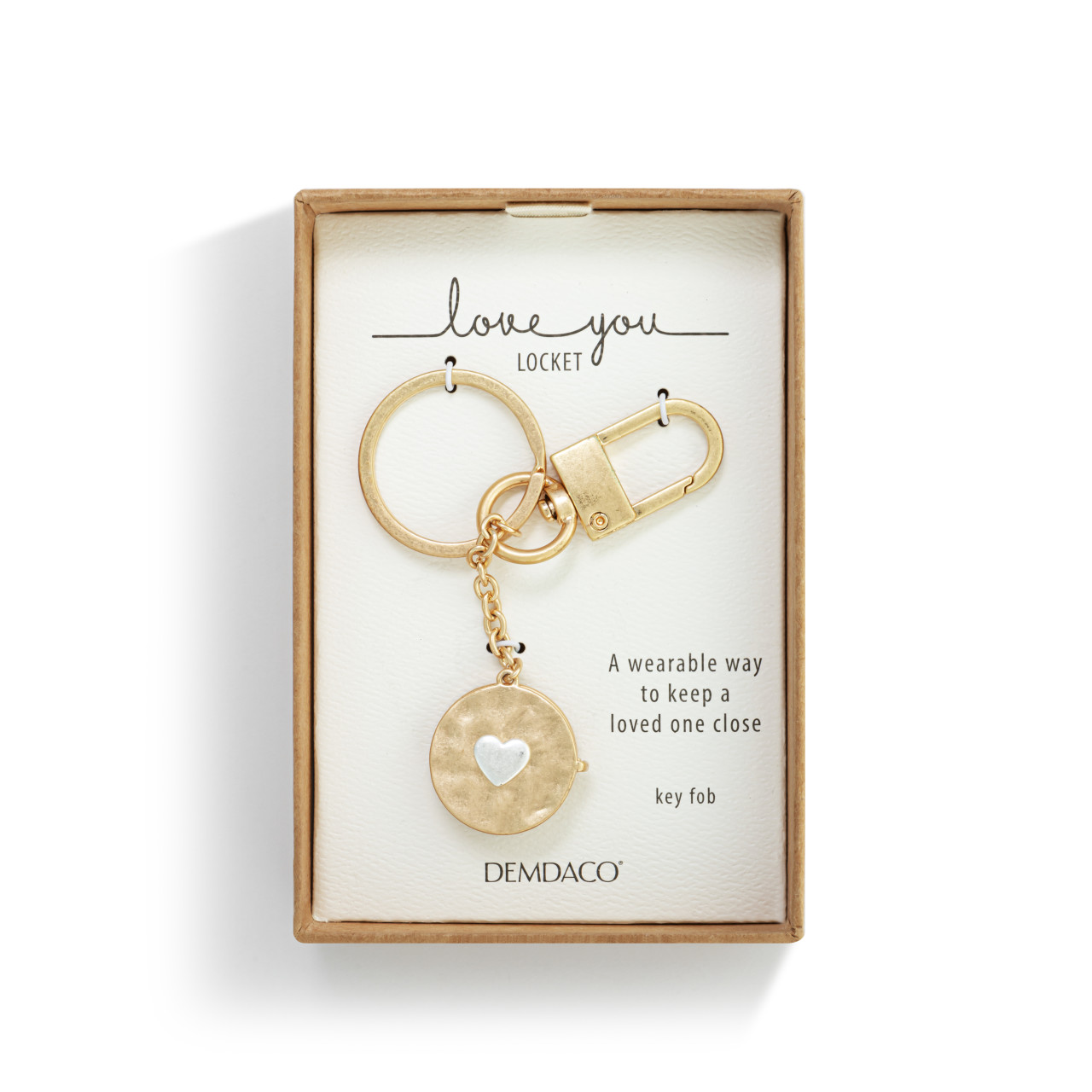 Love you Locket Key Fob - Gold thumbnail