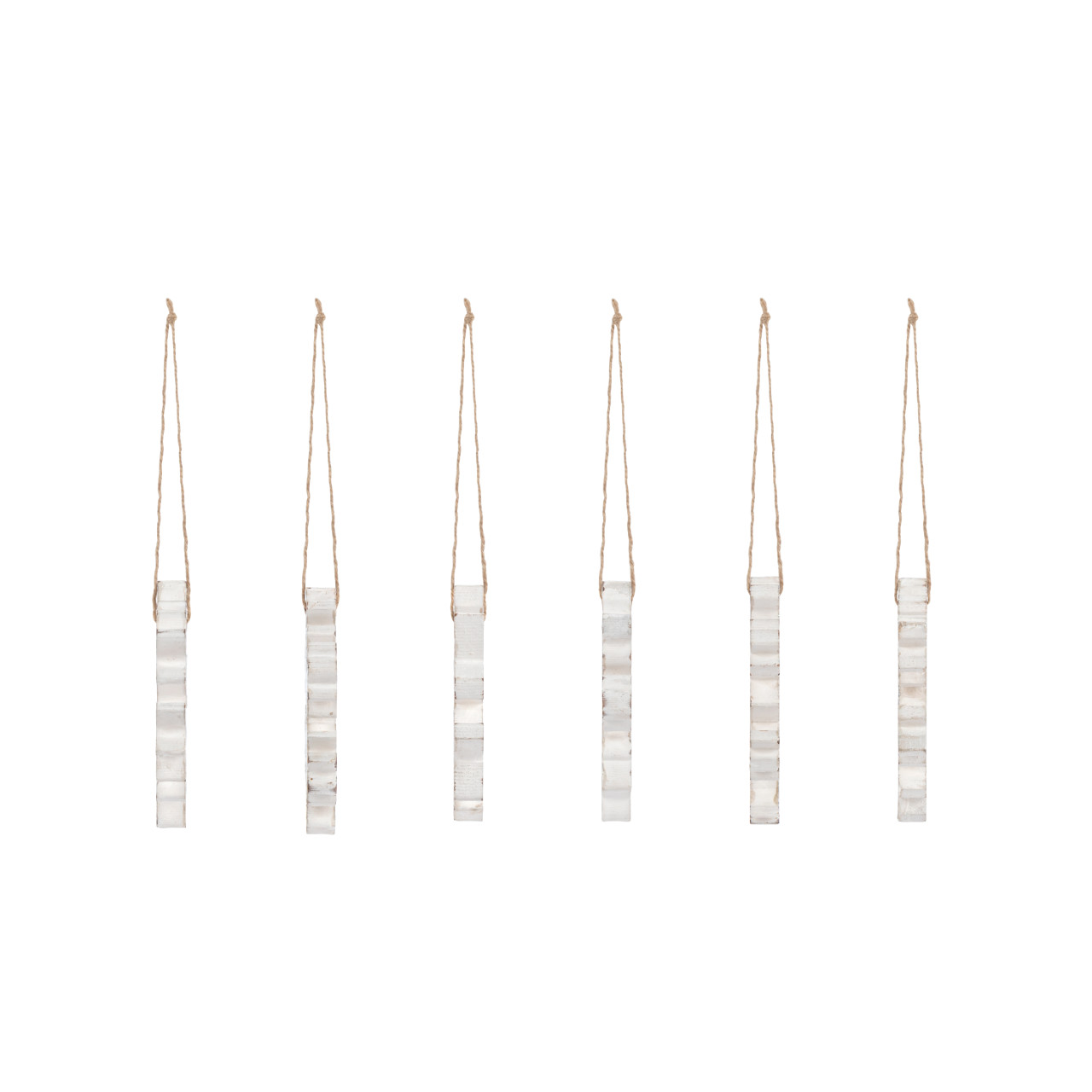 Silver Wood Snowflake Ornaments - 6 Assorted thumbnail