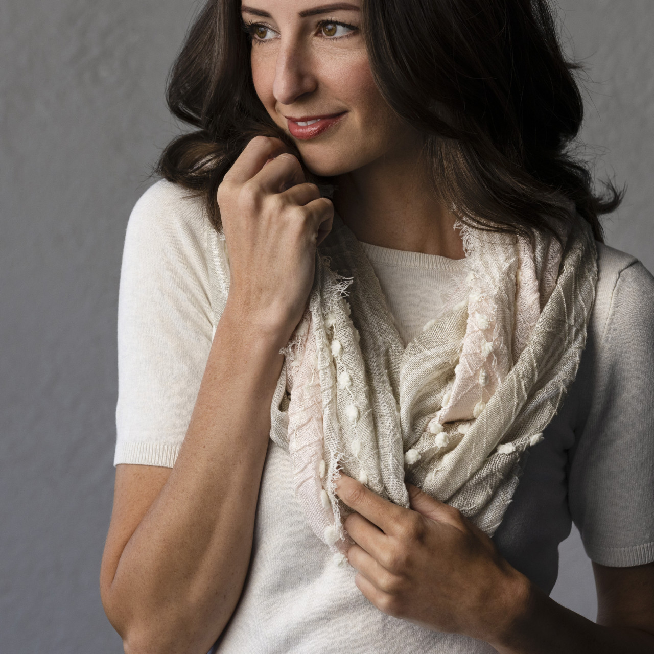 Textured Infinity Scarf - Blush thumbnail