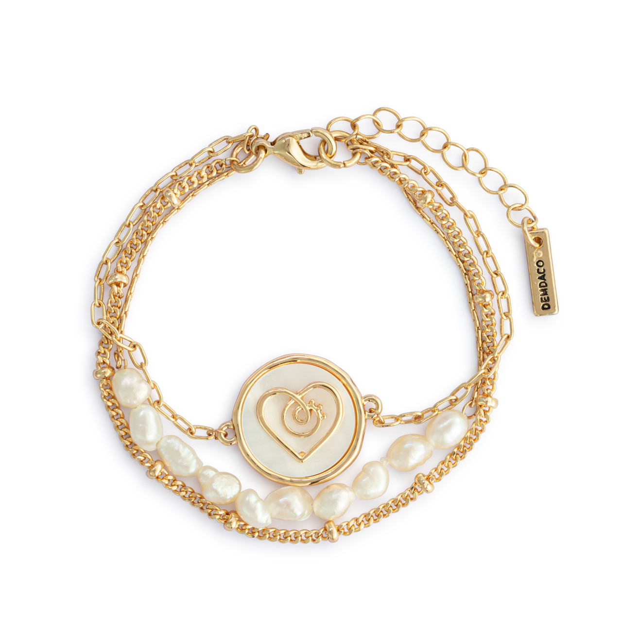 Grateful Heart Mother of Pearl Bracelet - Gold thumbnail