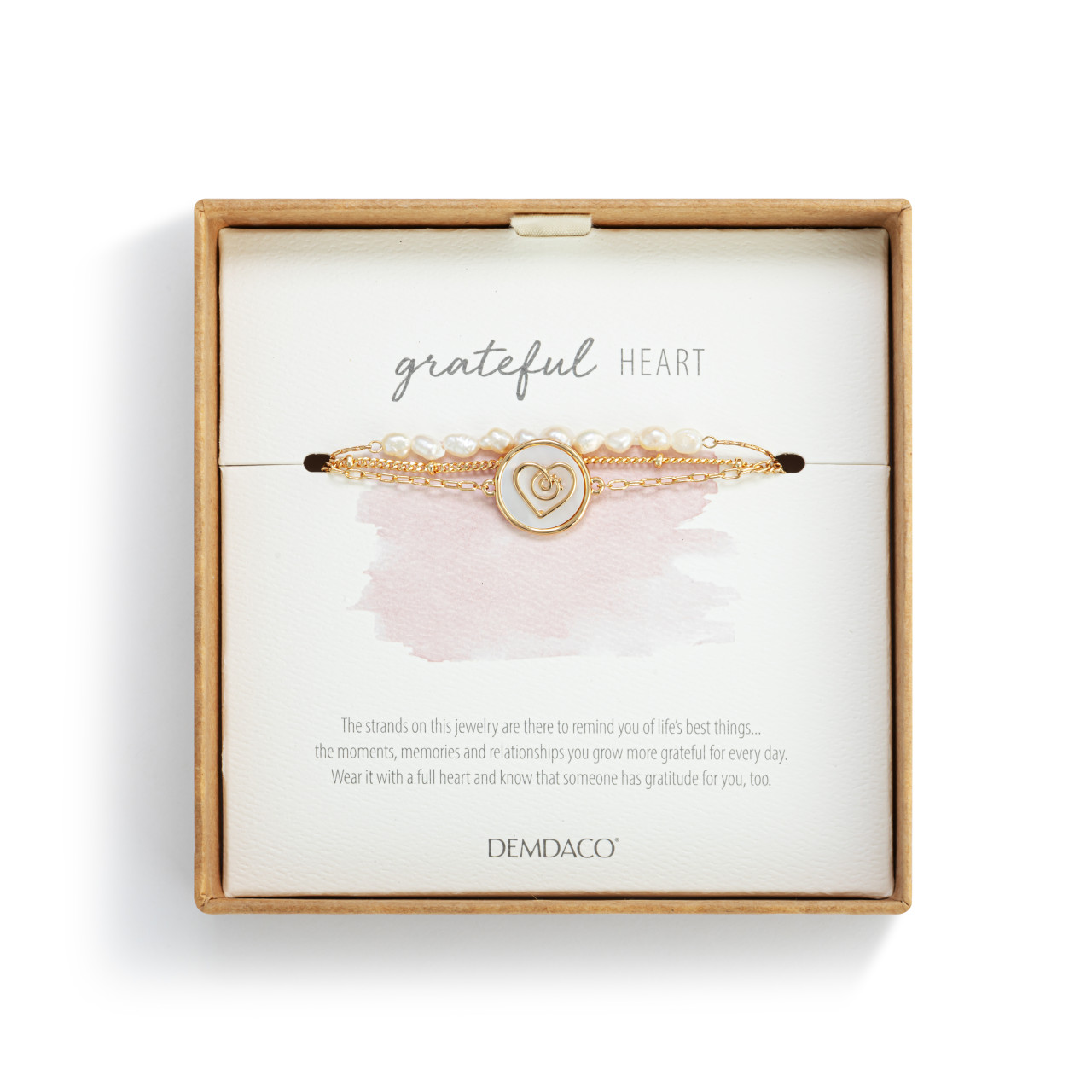 Grateful Heart Mother of Pearl Bracelet - Gold thumbnail