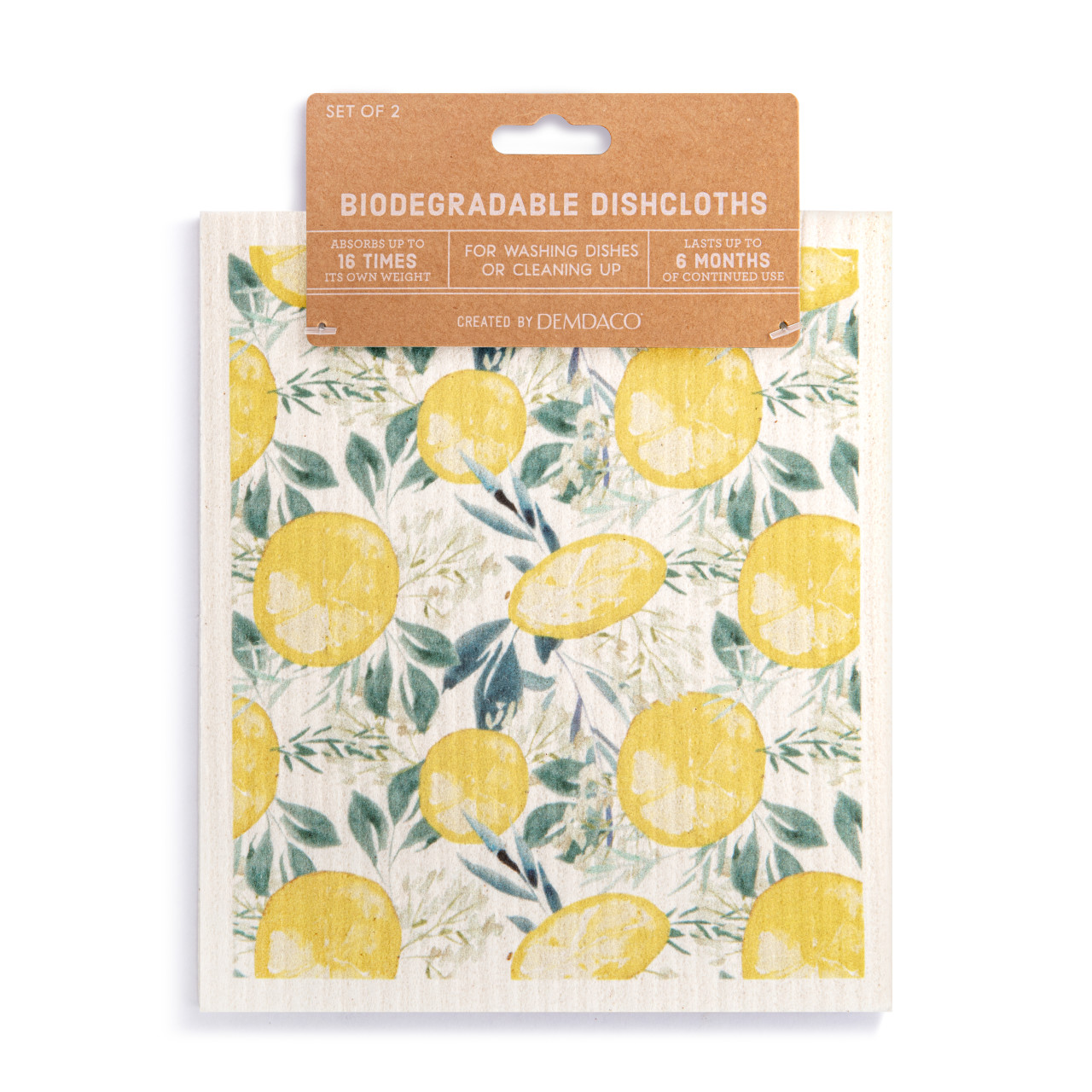 Biodegradable Dish Cloths Set of 2 - Lemons thumbnail