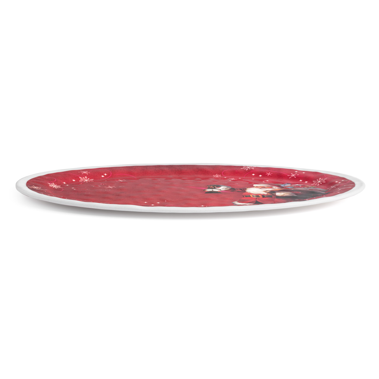 Red Snowfall Santa Large Melamine Oval Platter thumbnail