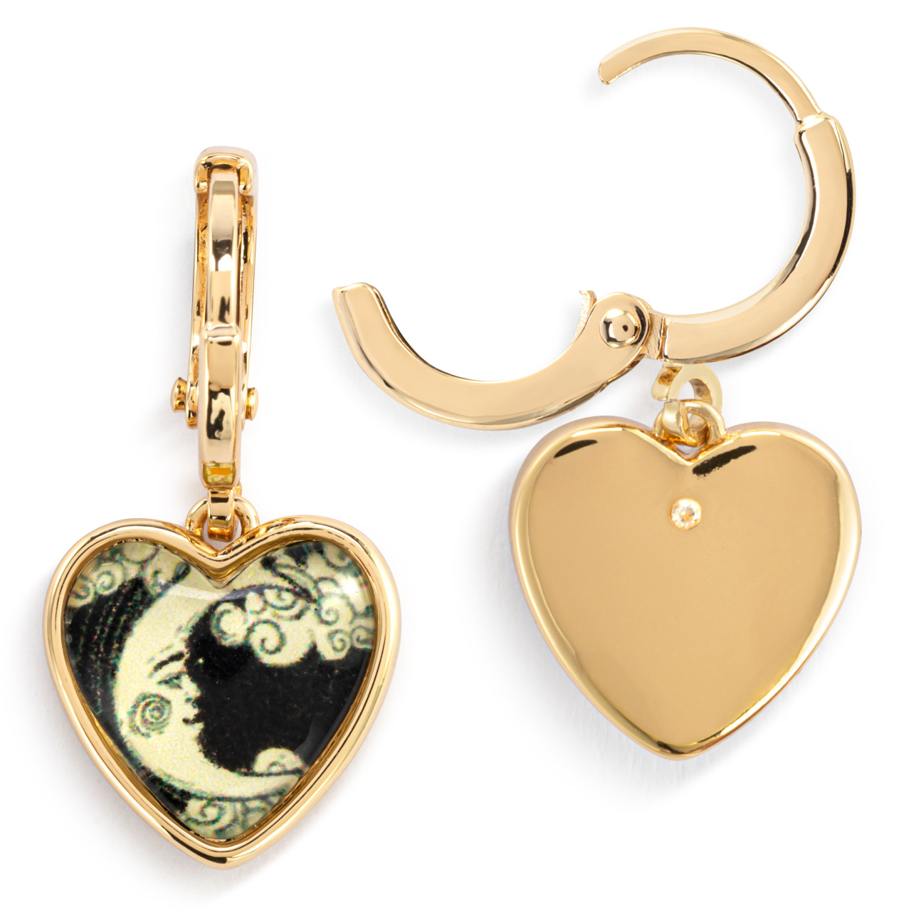 Art Heart Earrings - Moon and Back thumbnail