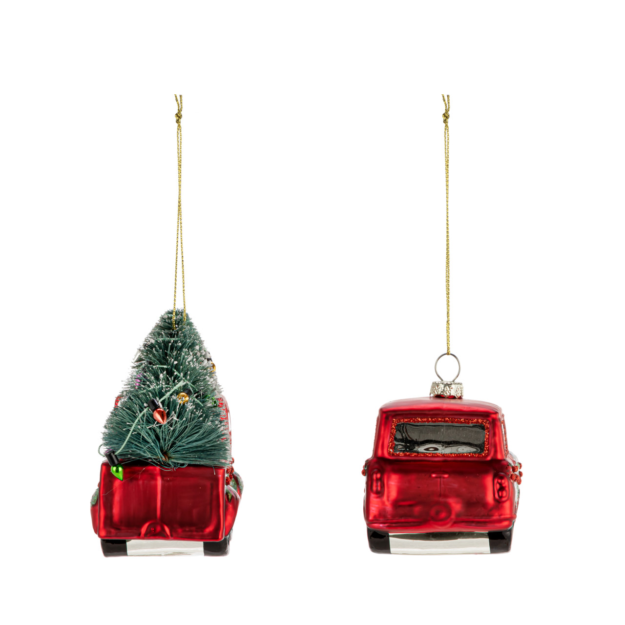 Red Truck Glass Ornaments - 2 Assorted thumbnail