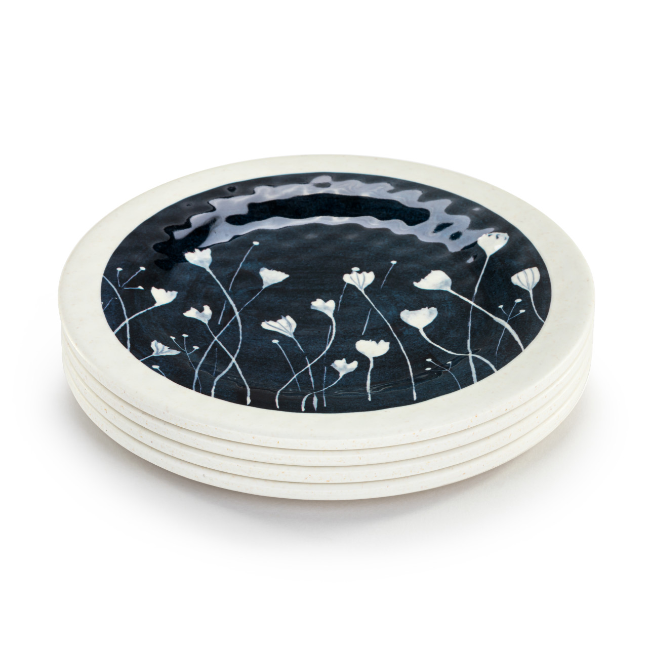 Blue Wildflowers Melamine Appetizer Plates - Set of 4 thumbnail