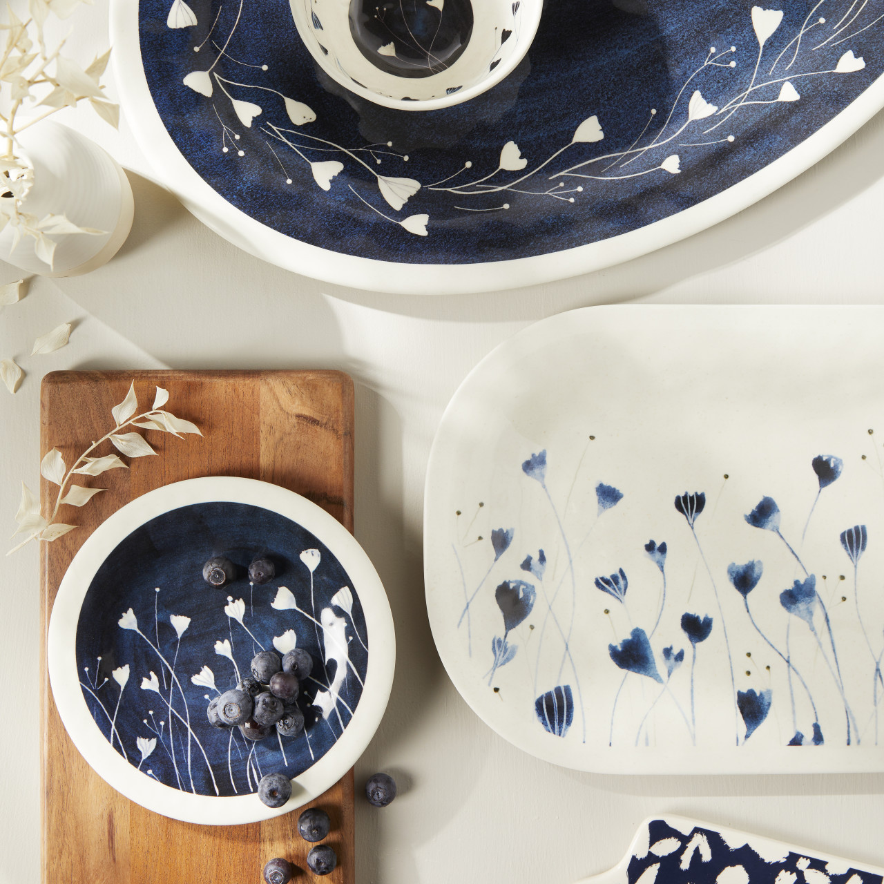 Blue Wildflowers Melamine Appetizer Plates - Set of 4 thumbnail
