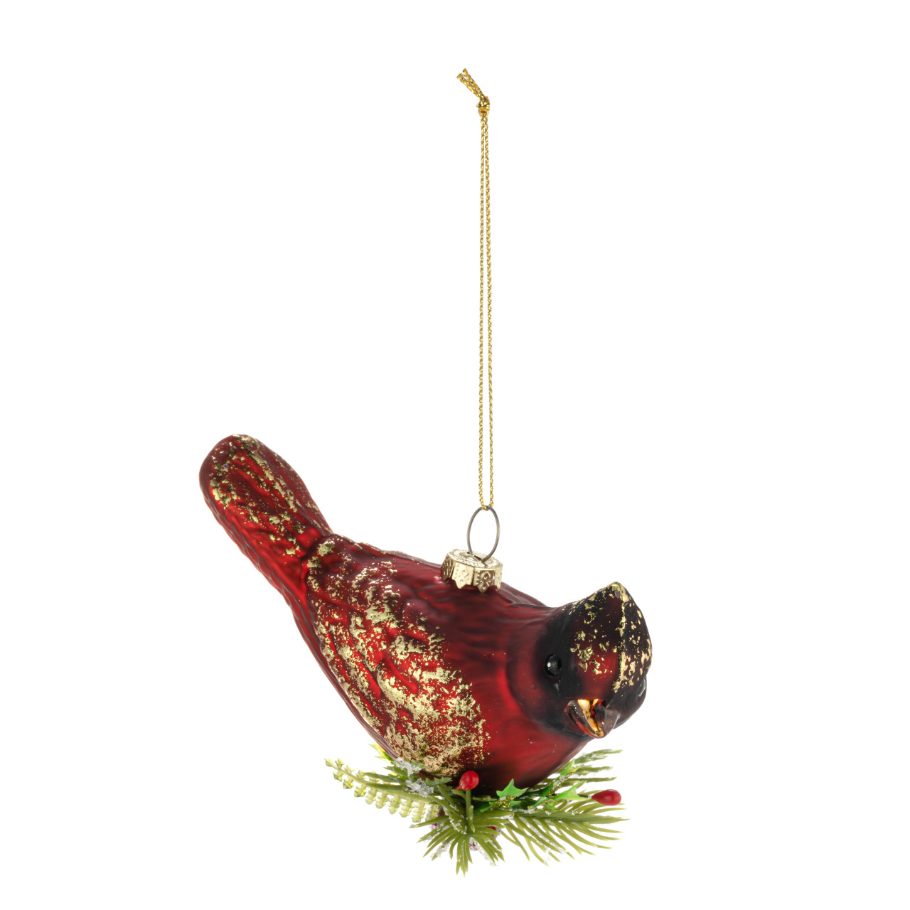 Red & Gold Cardinal with Holly Ornament thumbnail