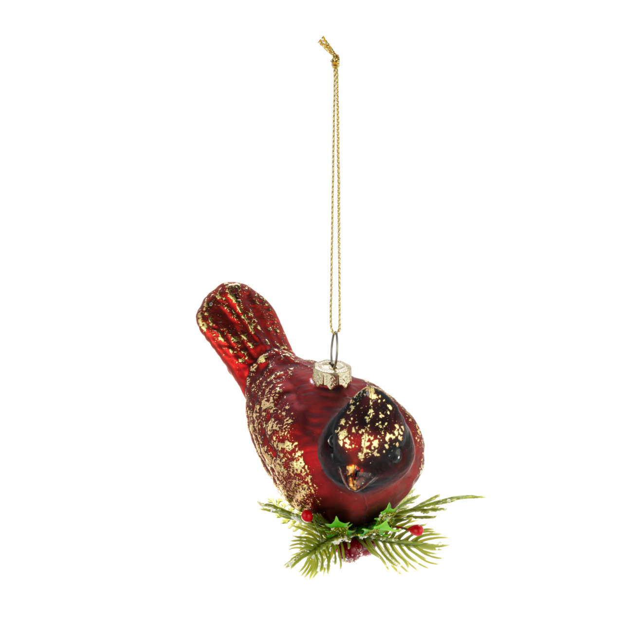Red & Gold Cardinal with Holly Ornament thumbnail