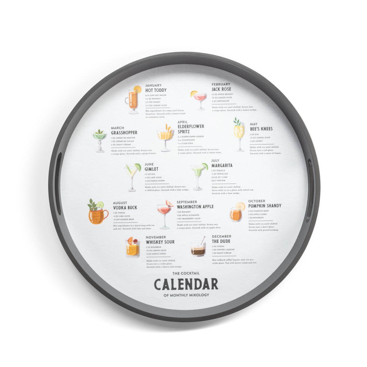 Cocktail Calendar Round Serve Tray thumbnail