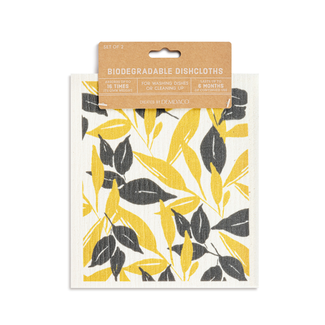 BioDishCloths Set of 2 - GoldGreyLeaves thumbnail