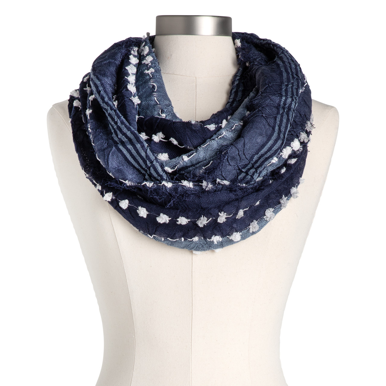 Textured Infinity Scarf - Navy thumbnail