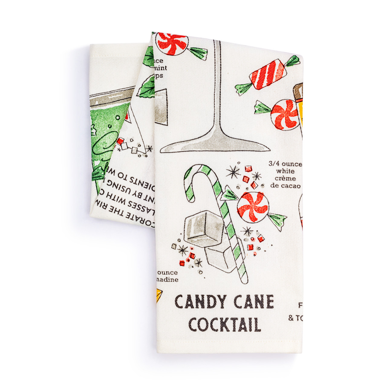 Cotton Twill Candy Cane Cocktail Bar Towel 17" x 28" thumbnail