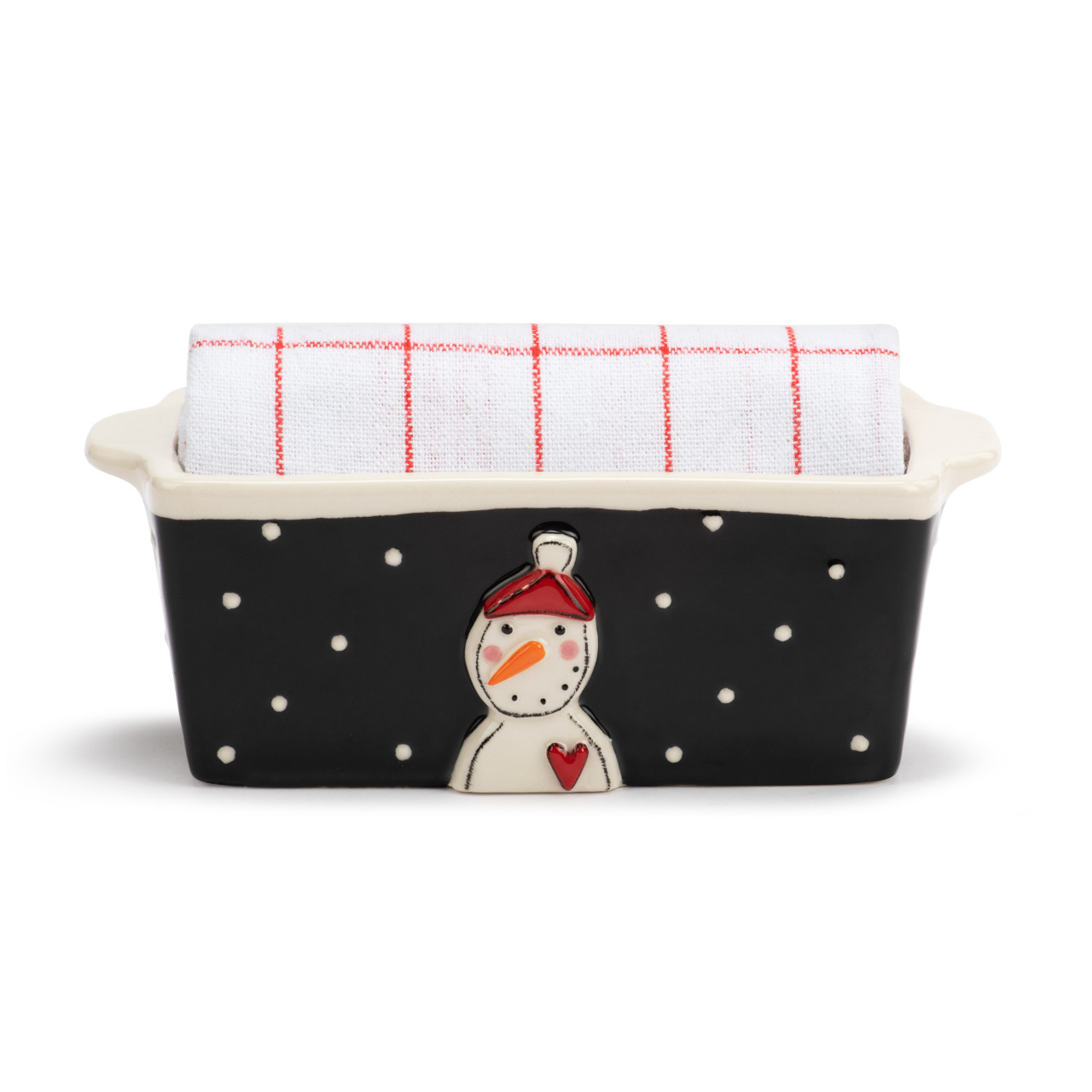 Mini Loaf Pan with Towel Set - Evening Snowman thumbnail