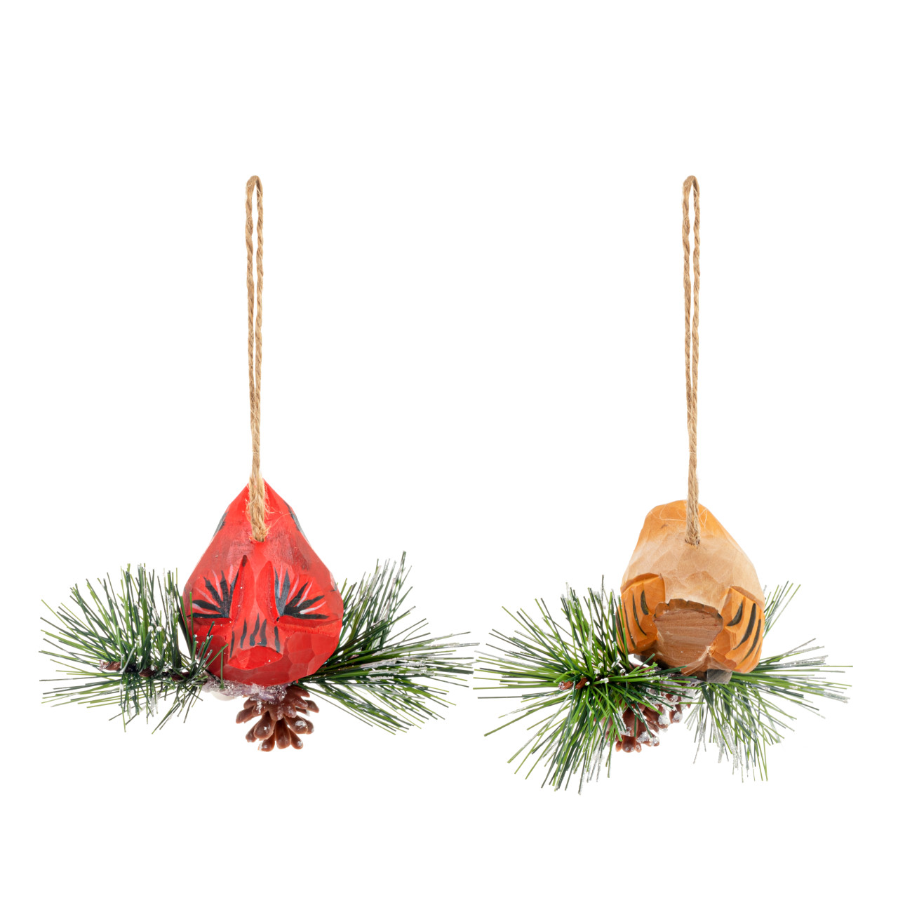 Wood Cardinal on Branch Ornaments - 2 Assorted thumbnail