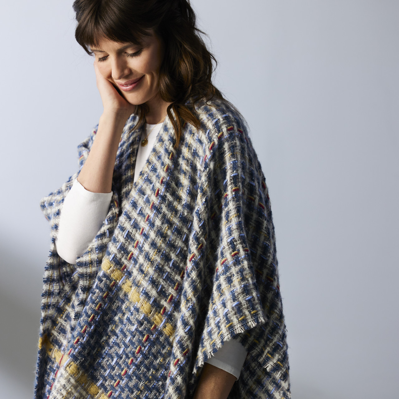 Woven Textured Kimono - Navy thumbnail