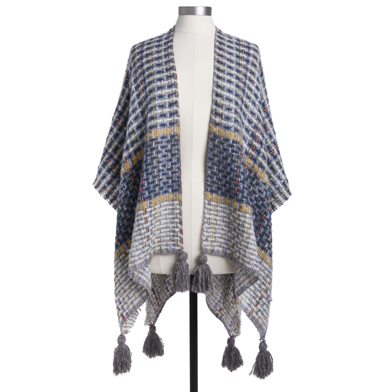 Woven Textured Kimono - Navy thumbnail
