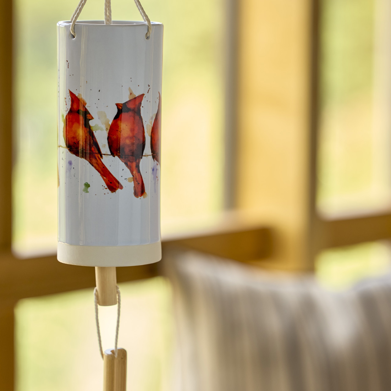 Cardinals on a Wire Windchime thumbnail