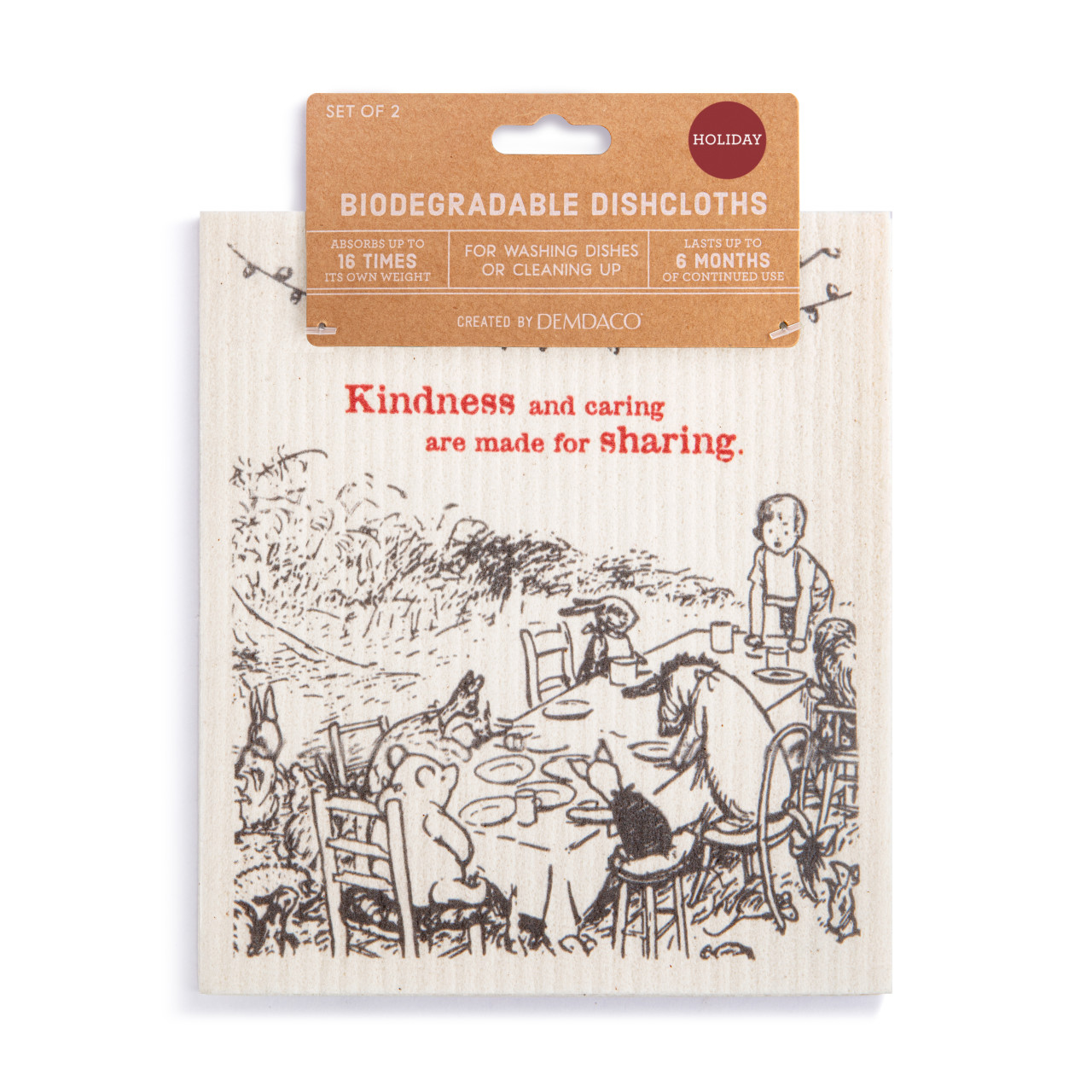 Holiday Biodegradable Dish Cloths Set of 2 - Made For Sharing thumbnail