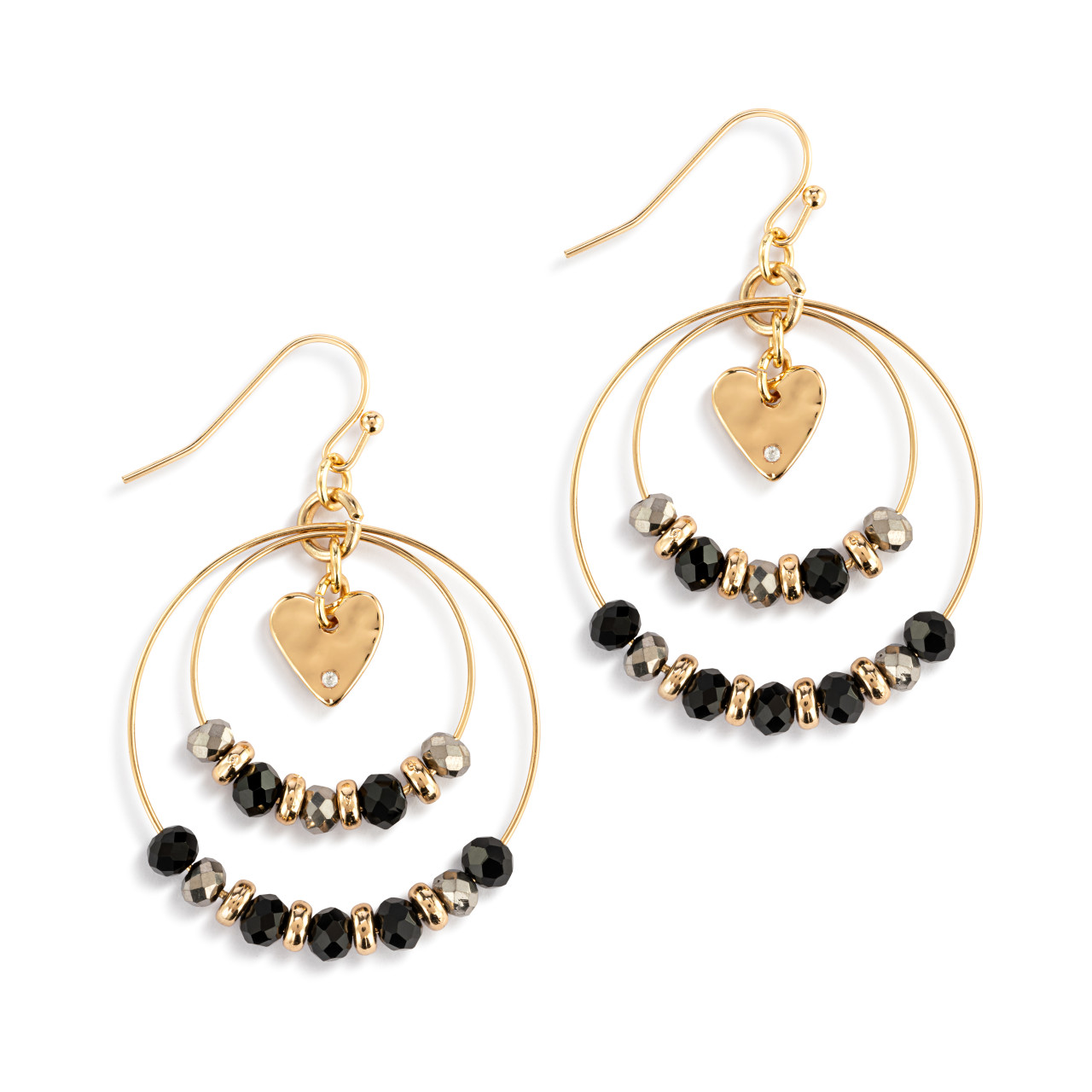 Beaded Love Earrings - Black thumbnail